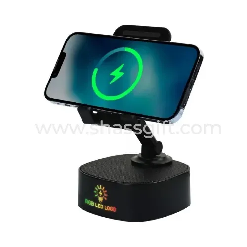 Wireless Charger 15W with BT Speaker & RGB LED Logo