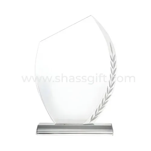 Crystal Award With Engraved Leaf Design
