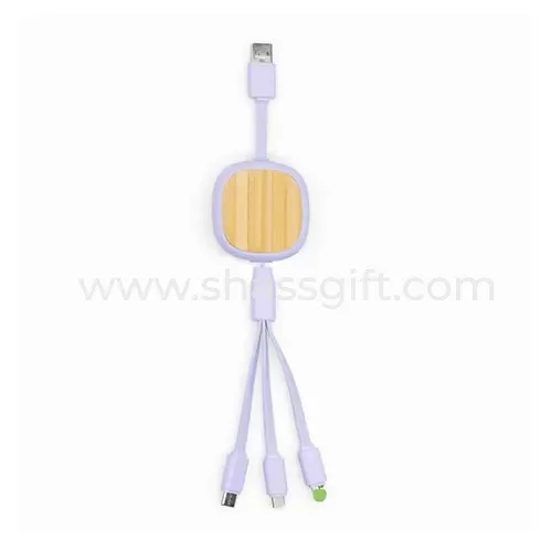 Bamboo Retractable USB Charging Cable