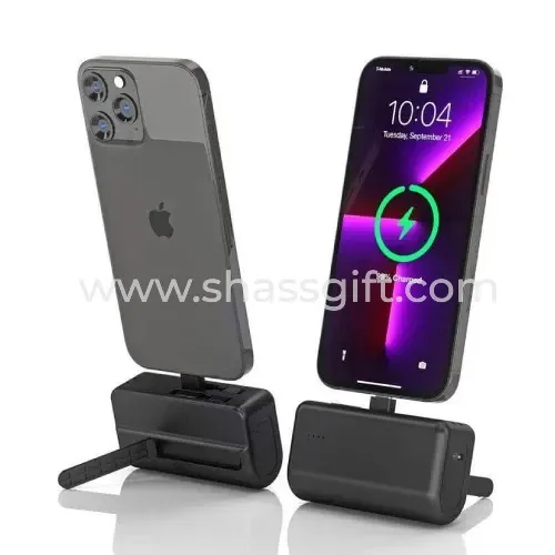 4500 mAh Mini Powerbank With Inbuilt Cable And Phone Stand