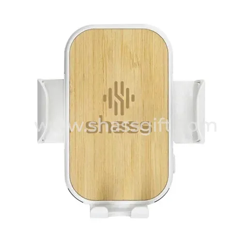 Bamboo Car Phone Holder With Wireless Charger