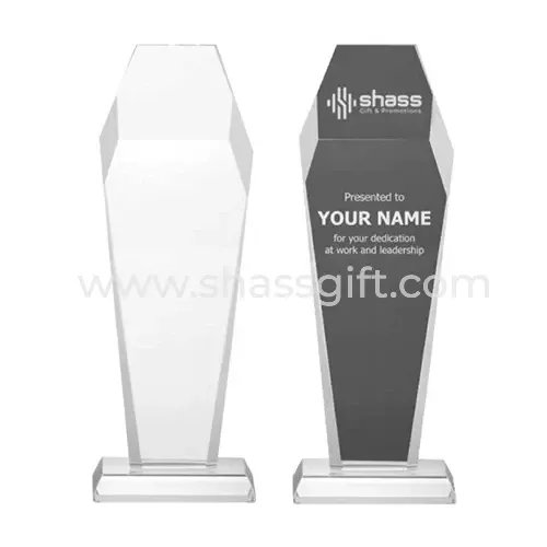 Hexagon Shape Crystal Awards With Glass Base