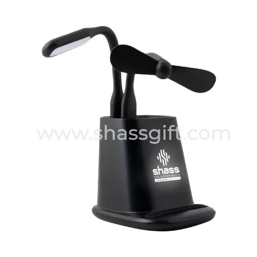 Multifunction Pen Holder With Light Up Logo & Wireless Charger & USB Port
