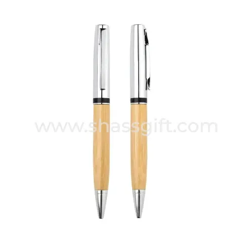 Eco-Neutral Metal Pen With Bamboo Barrel