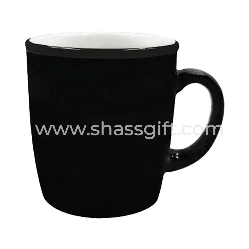 12 Oz Ceramic Glossy Mug With Black Rim