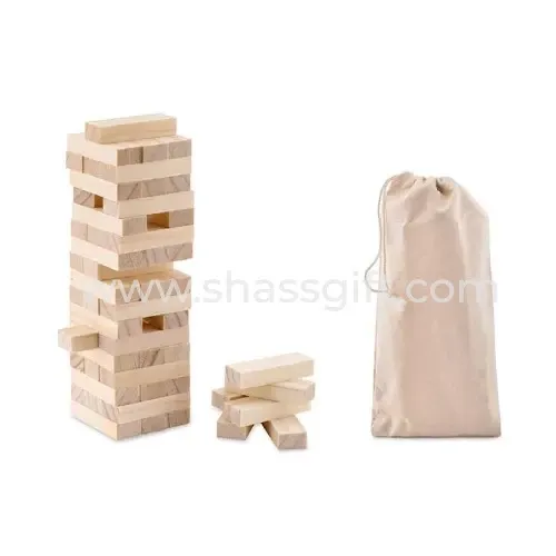Wooden Tower Game in Cotton Pouch