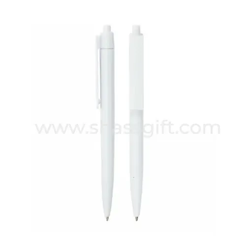 Plastic Pens White Color Push Button Wide Clip