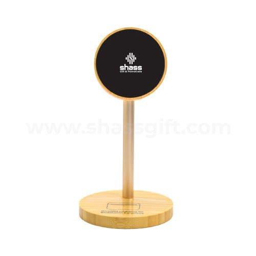 Bamboo Wireless Charger Stand Light Logo