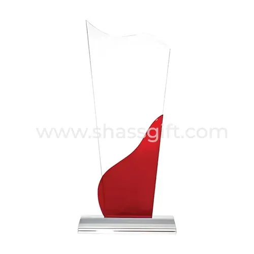 Tower Shaped Crystal Awards With Clear & Red Color Design
