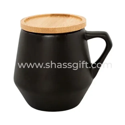 Matt Finish Ceramic Mug With Bamboo Lid