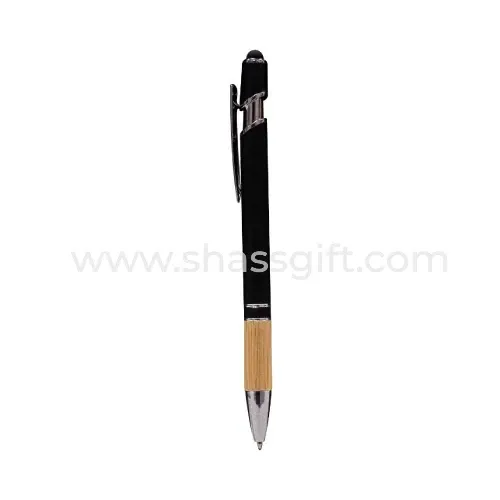 Metal Pen With Stylus And Bamboo Grip