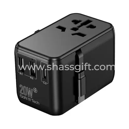 Travel Adaptor with Built in USB-C Cable