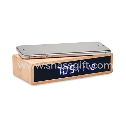 Bamboo Multifunction Wireless Alarm Clock