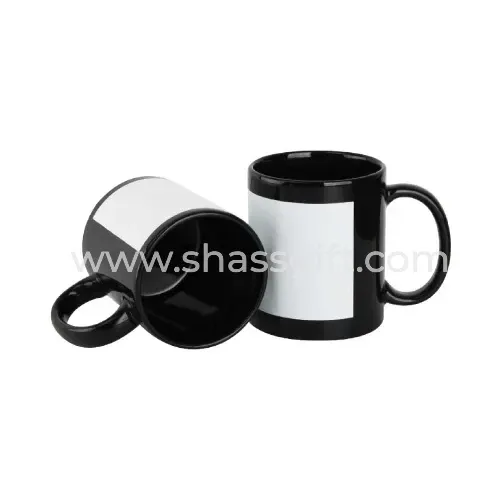 Black Ceramic Mugs With A White Printable Area