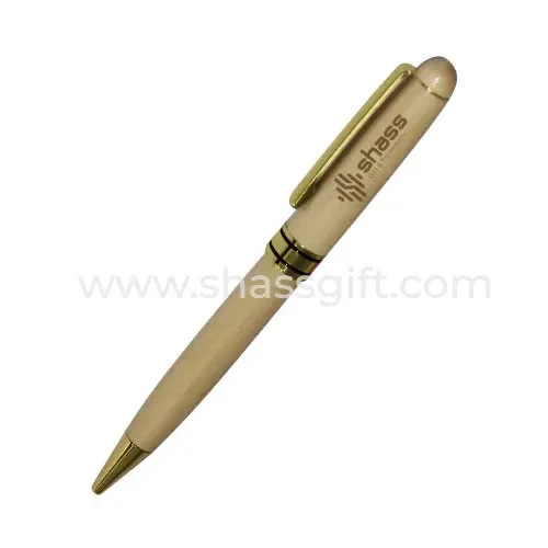 Golden Strap Wooden Promotional Pen