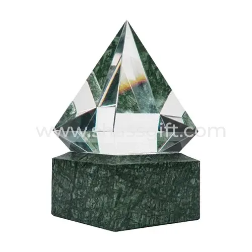 Diamond Shaped Crystal Awards With Marble Base