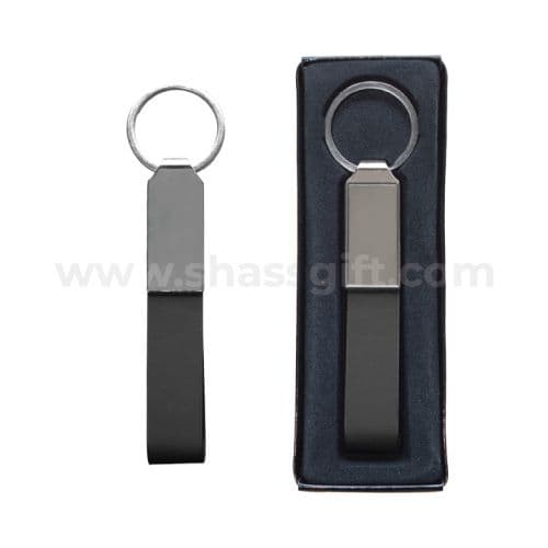 Metal Keychains Leather Strap