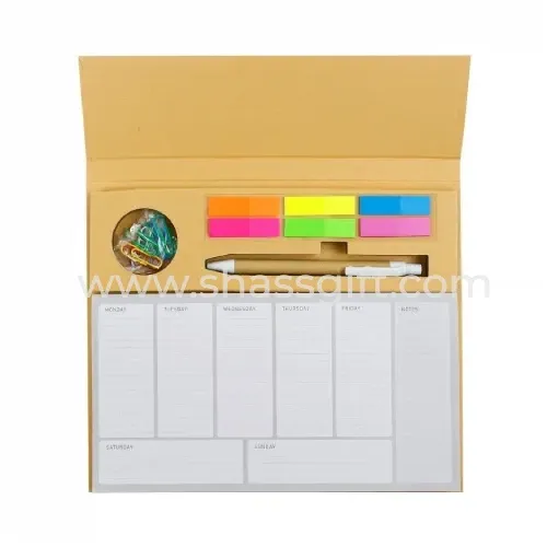 Eco-Friendly Weekly Planner Kit With Pen Clip Sticky Notes