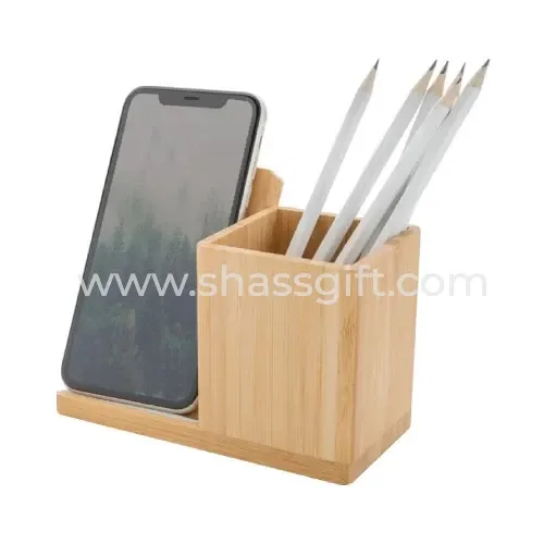 Bamboo Pen Holder With 10w Wireless Charger