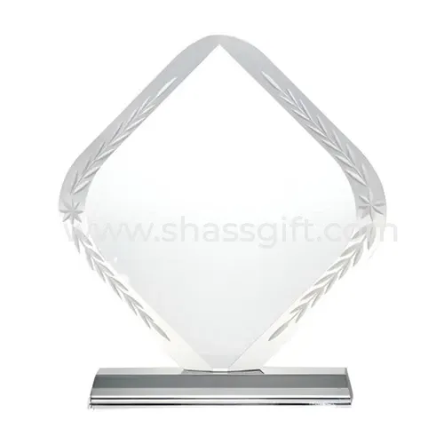 Rhombus Shaped Crystal Awards With Engraved Design