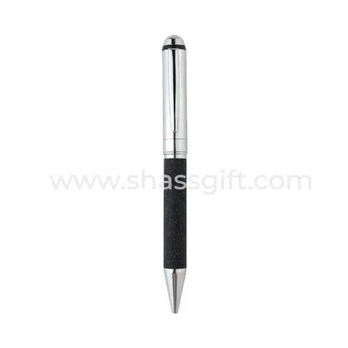 Eco-Neutral Metal Pen With Recycled Leather Barrel