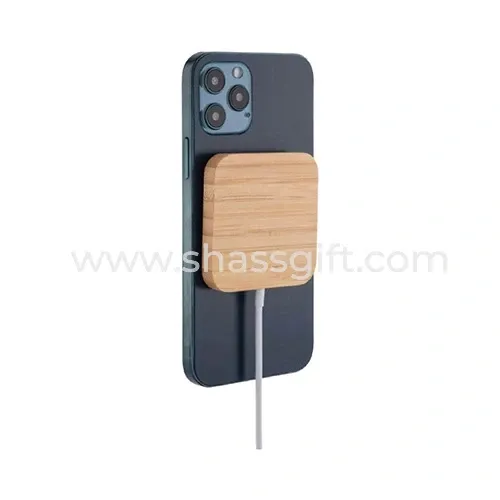15W Square Bamboo MagSafe Wireless Charger