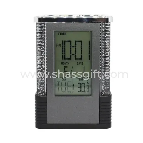 Color Changing Light Pen Holder With Digital Clock